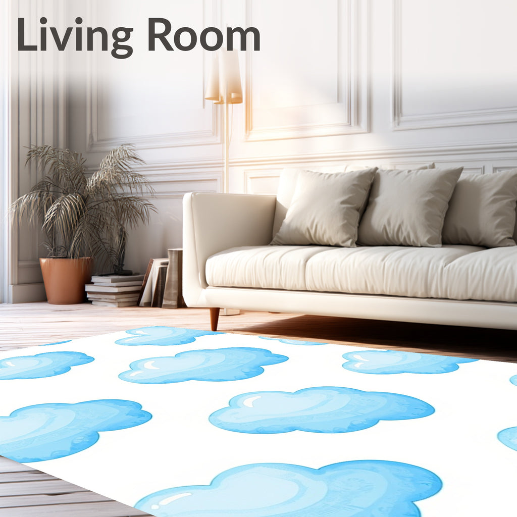 Whimsical Blue Cloud Sky Rug