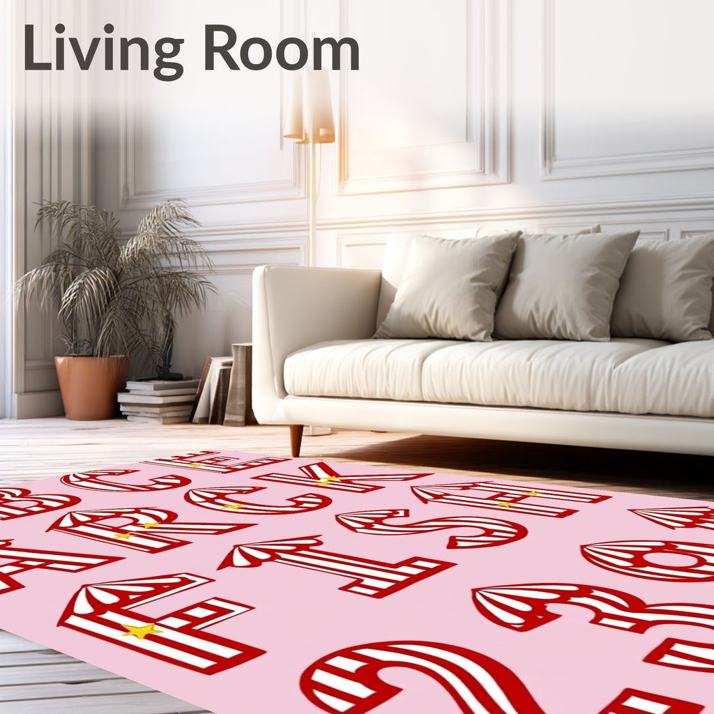 Circus Tent Red White Alphabet Rug