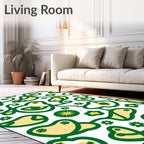 Whimsical Green Yellow Floral Swirl Rug