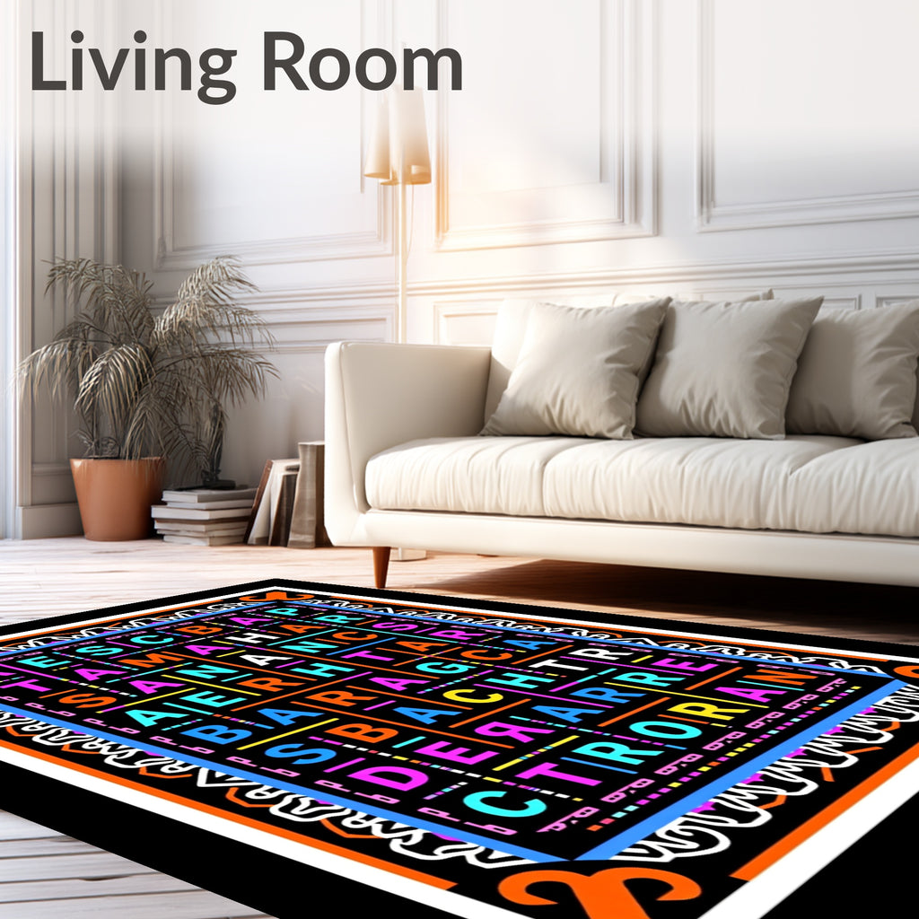Vibrant Color Block Typographic Square Rug