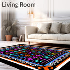Vibrant Color Block Typographic Square Rug