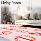 Red Botanical Monogram Alphabet Collection Rug