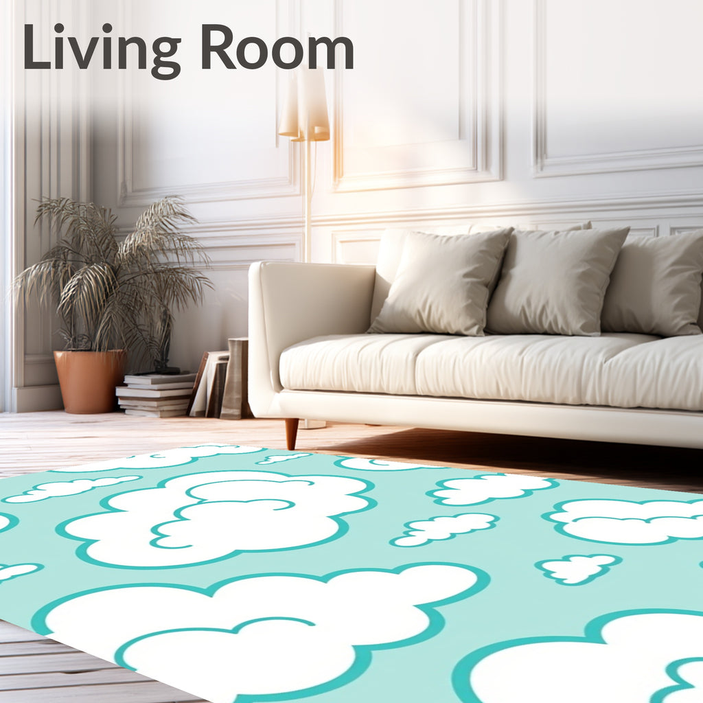 Sky Blue Fluffy Clouds Rug