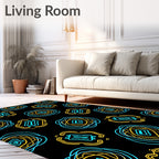 Turquoise Yellow Abstract Swirl Medallions Rug