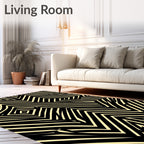 Black Cream Geometric Illusion Rug