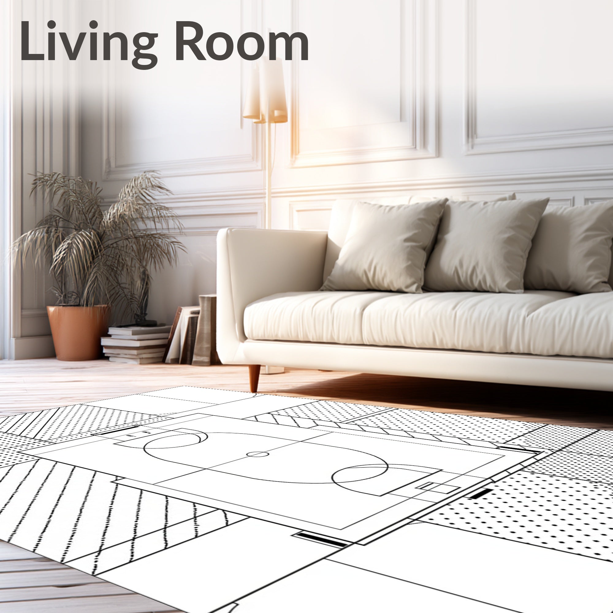 Black White Patchwork Court Halftone Rug