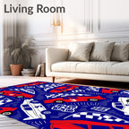 Red White Racing Cars Checkerboard Flags Rug