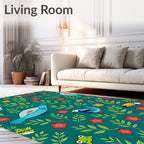 Tropical Birds and Frogs Foliage Rug