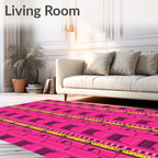 Pink Yellow Vertical Stripe Deco Rug