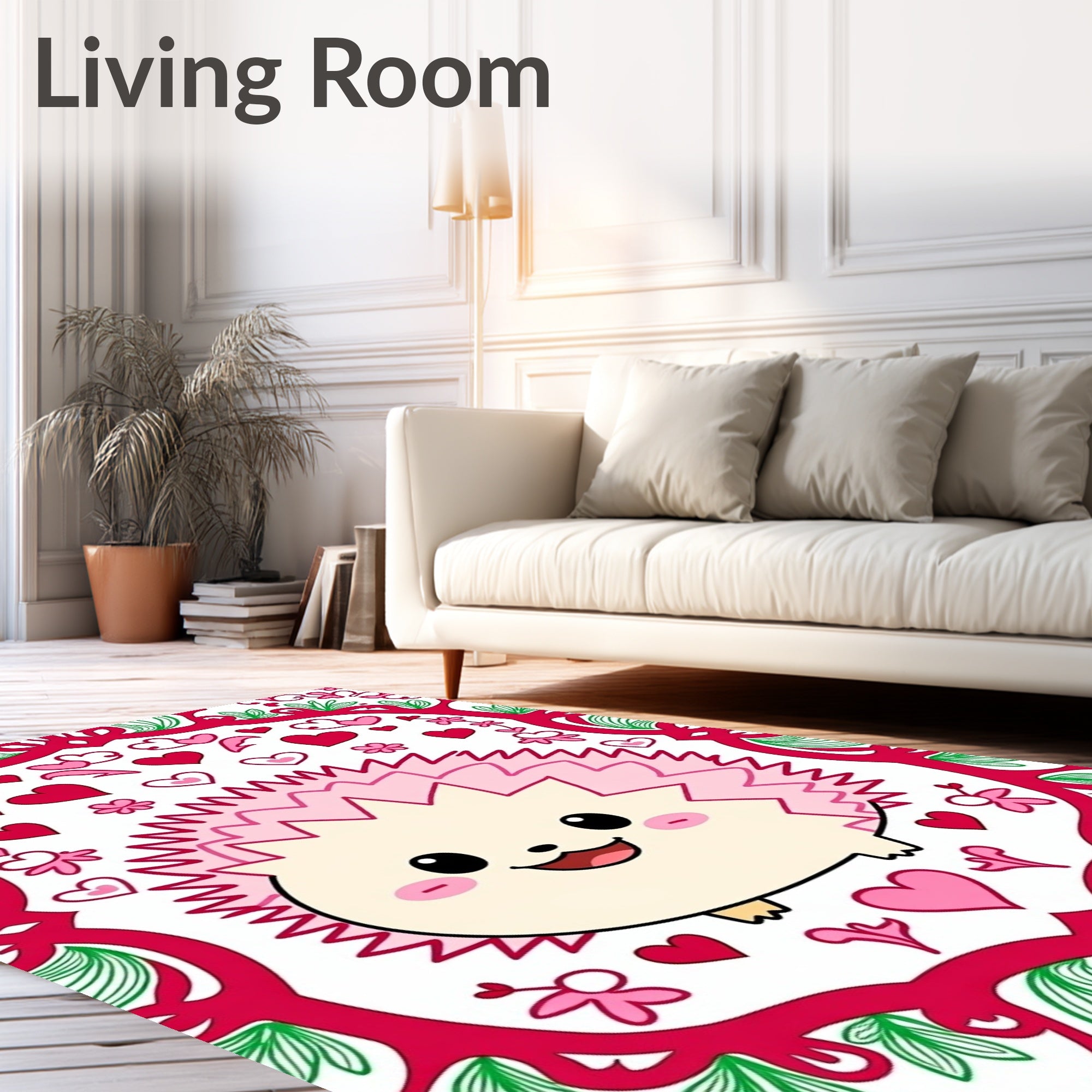 Cute Hedgehog Heart Frame Rug