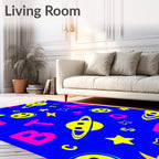 Vibrant Space Smiley Planet Alphabet Rug