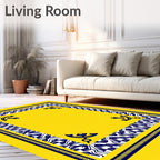 Nautical Yellow Blue Anchor Border Rug