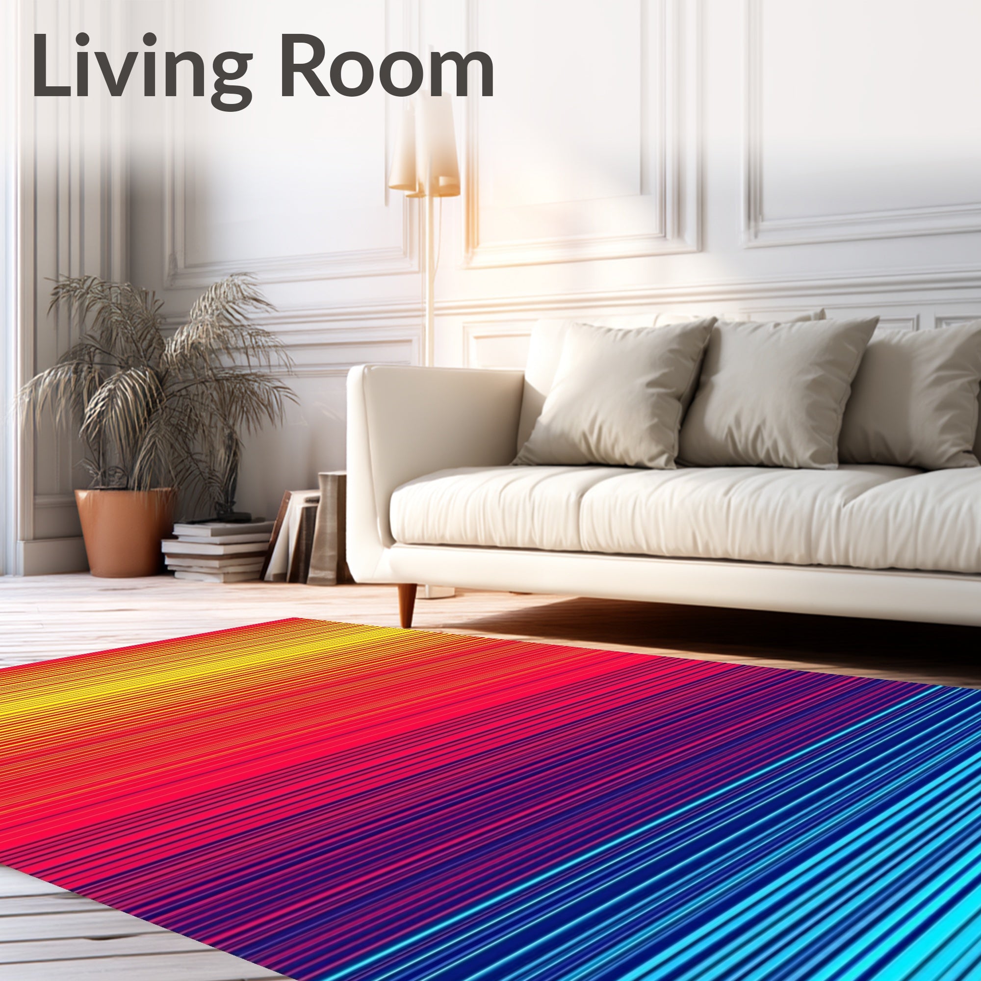 Vibrant Sunset Gradient Striped Abstract Rug