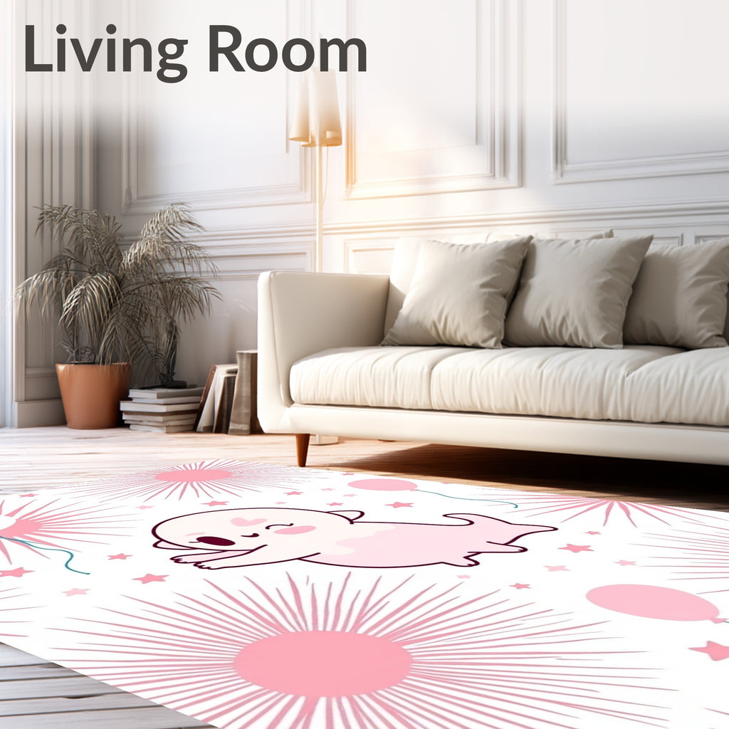 Cute Pink Ghost Balloon Starburst Rug