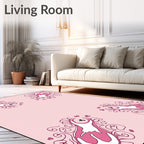 Pink Whimsical Cat Swirls Rug