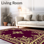 Regal Plum Gold Floral Medallion Rug