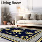 Celestial Gold Starburst Navy Rug