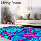 Trippy Blue Pink Turtle Swirl Rug