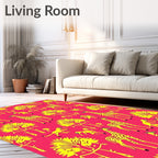 Vibrant Yellow Giraffe Safari Animals Rug