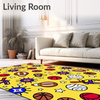 Whimsical Yellow Sports Ball Collection Rug