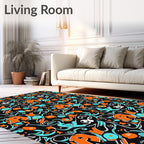 Orange Blue Graffiti Swirls Rug