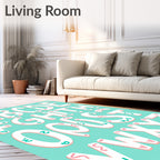 Whimsical Pink Teal Alphabet Letters Rug