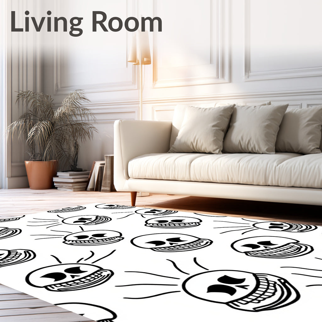 Whimsical Grinning Skull Repeating Pattern Rug