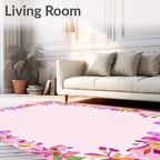 Whimsical Pink Floral Whimsical Creatures Rug