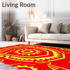 Bold Red Sun Icon Emblem Rug