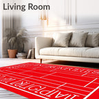 Bold Red Minimalist Geometric Rug