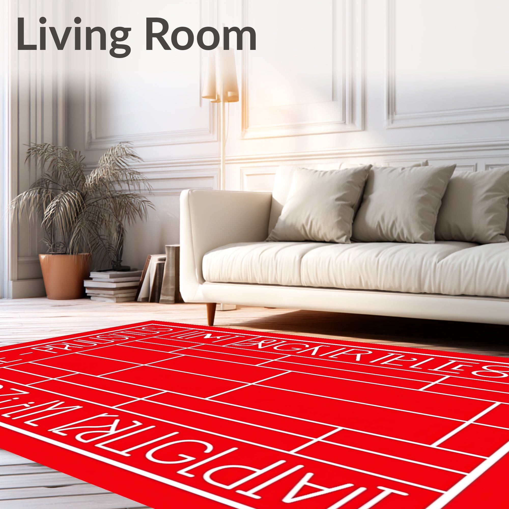 Bold Red Minimalist Geometric Rug