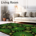 Vibrant Green Tropical Floral Medley Rug