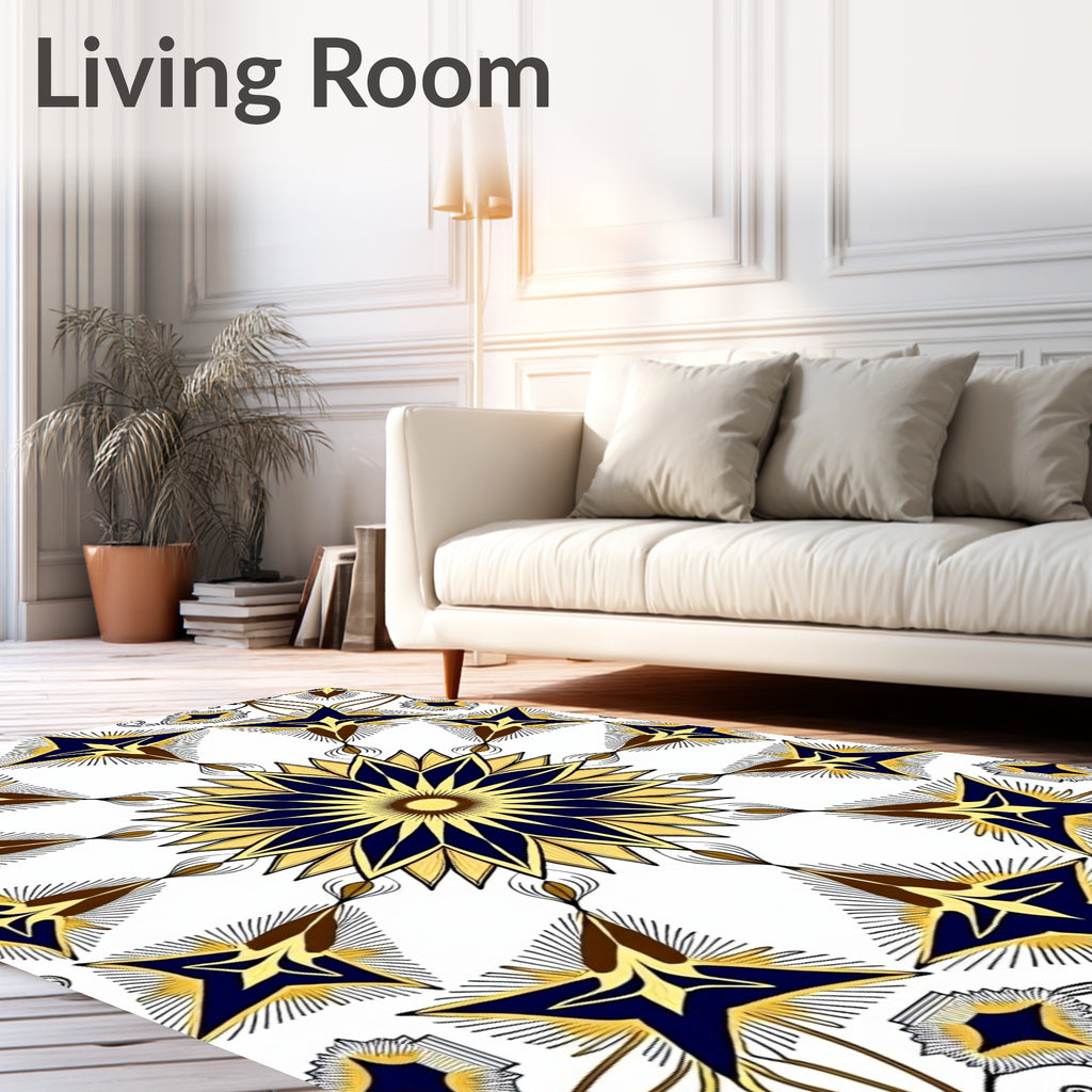 Midnight Gold Starburst Medallion Rug