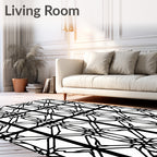 Black Geometric Art Deco Lattice Rug