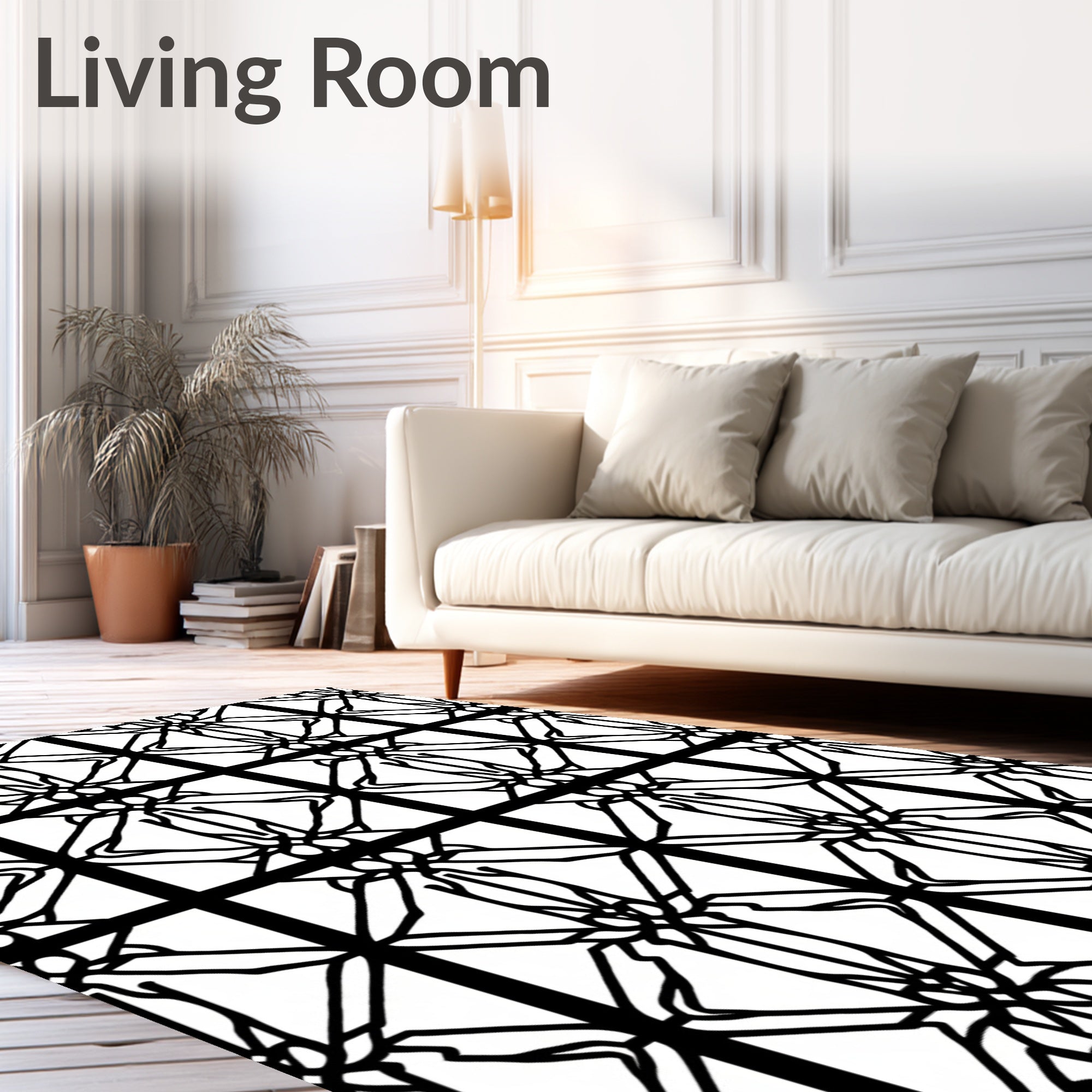 Black Geometric Art Deco Lattice Rug
