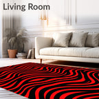 Crimson Wave Abstract Stripe Rug