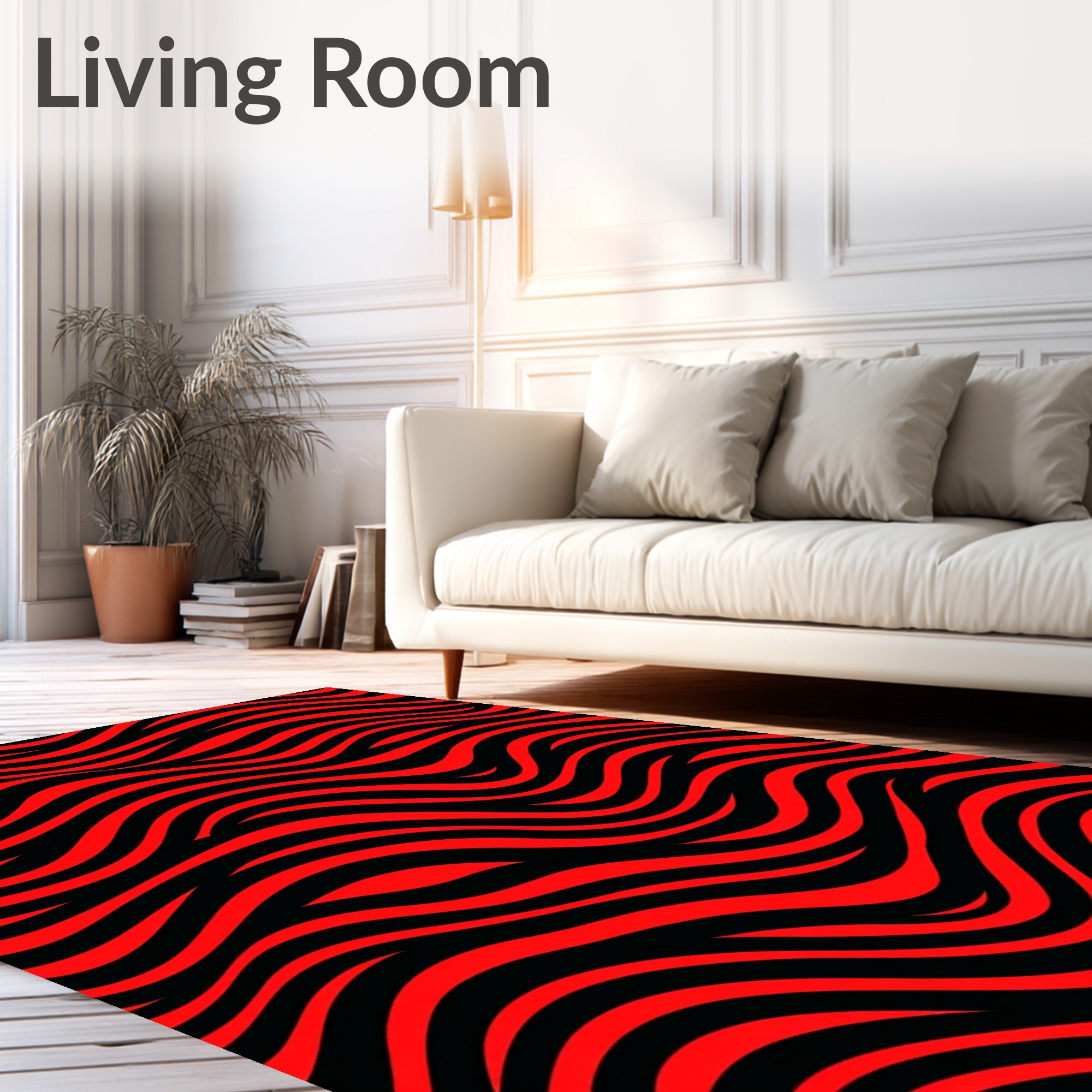Crimson Wave Abstract Stripe Rug
