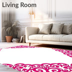 Fuchsia Filigree Scroll Corners Rug