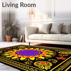 Bold Yellow Sunflower Purple Center Rug