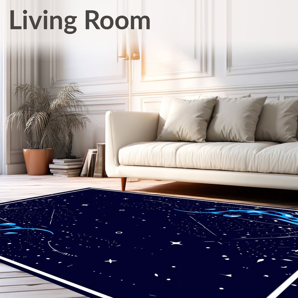 Deep Blue Cosmic Swirl Celestial Rug