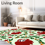 Whimsical Red Sloth Garden Floral Rug