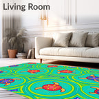 Vibrant Turquoise Turtle Mosaic Rug