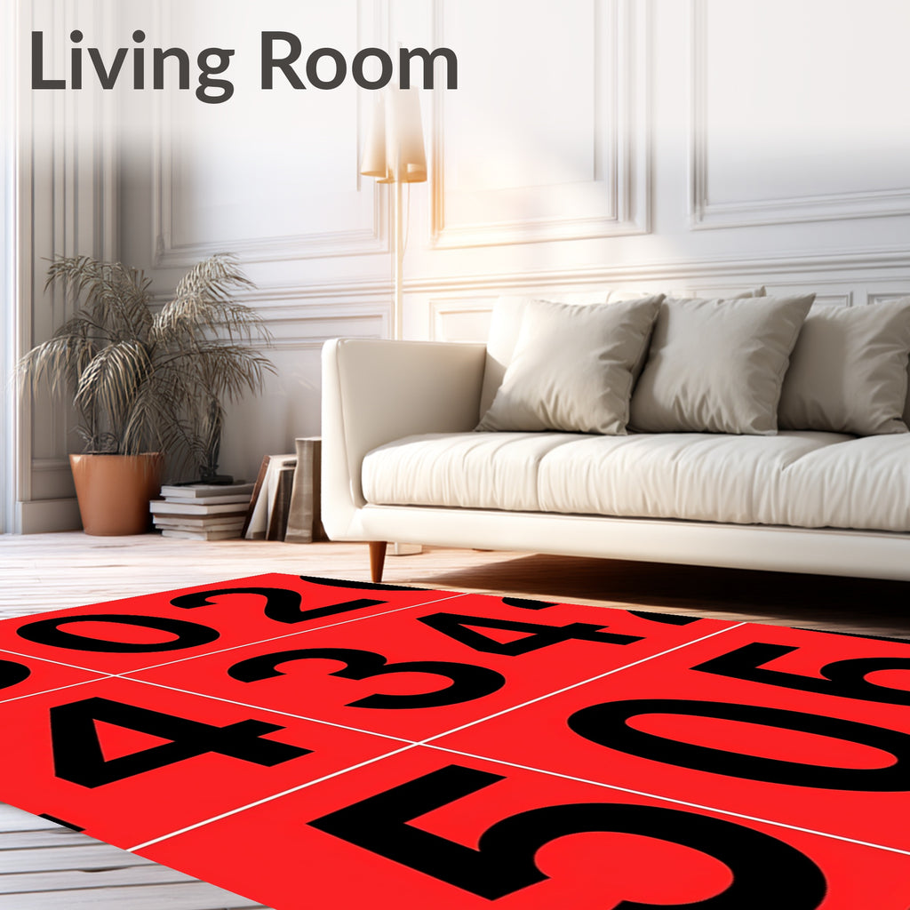 Bold Red Number Grid Rug