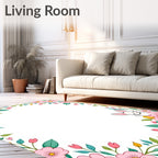 Sweet Pink Blossom Bunny Border Rug