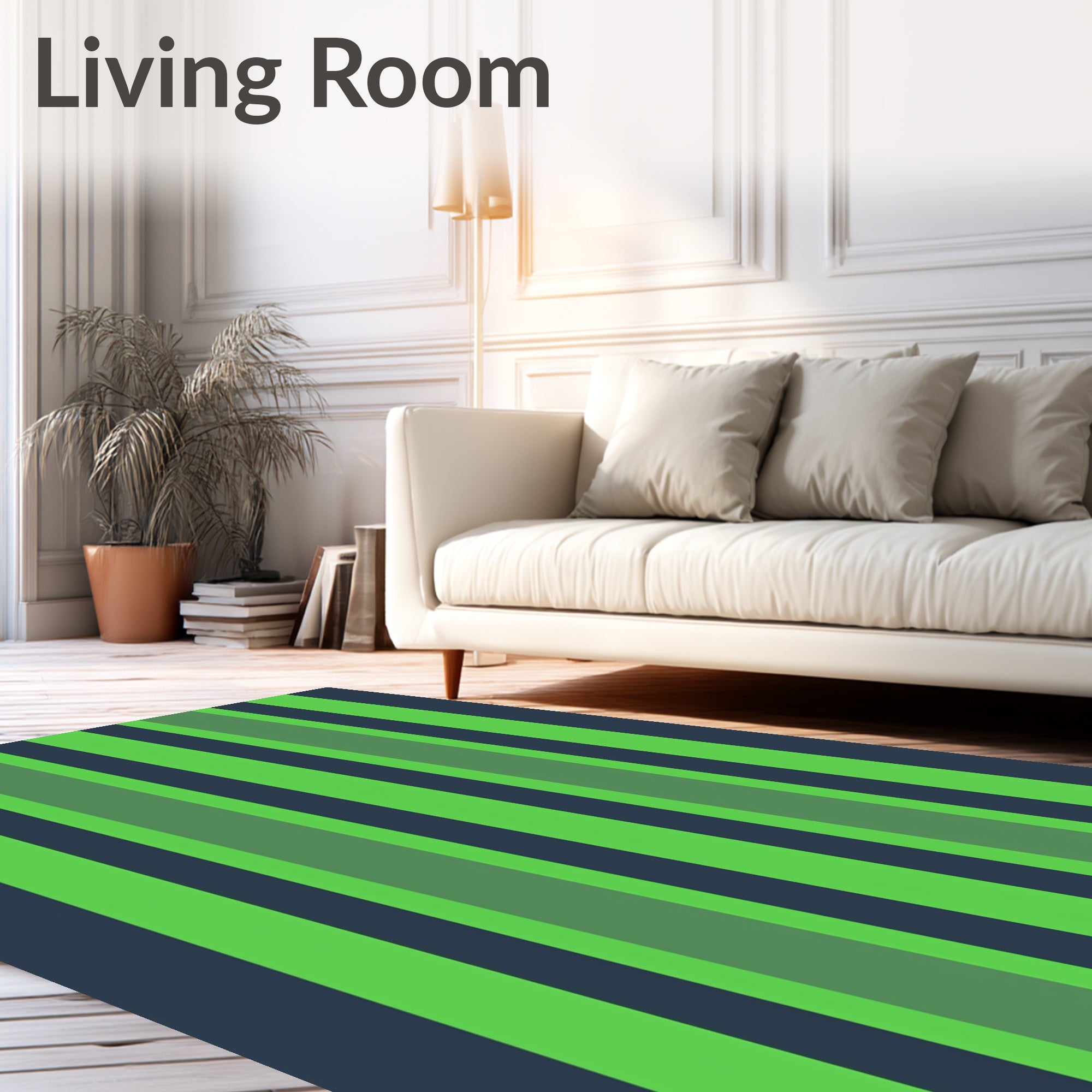 Vertical Stripes In Green Teal Rug