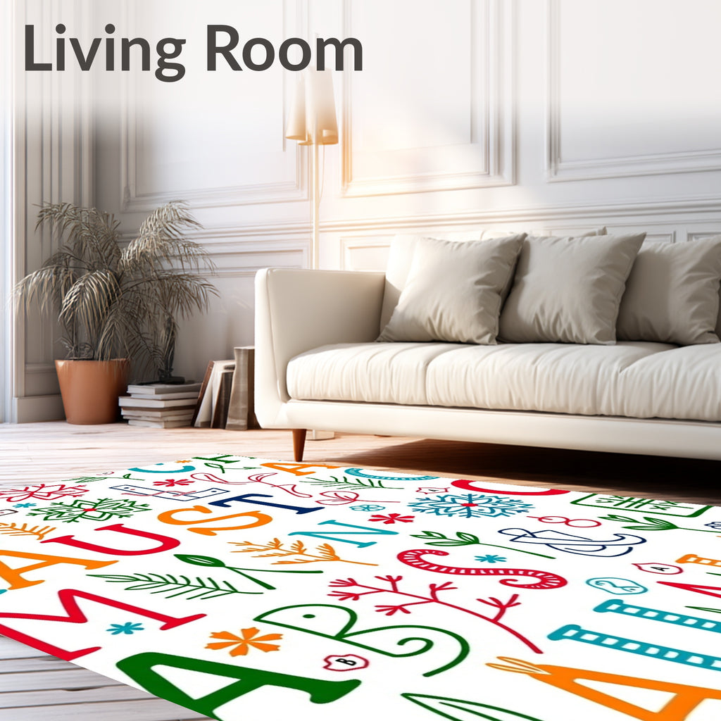 Colorful Alphabet Letters and Florals Rug