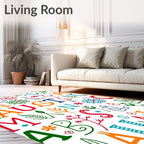 Colorful Alphabet Letters and Florals Rug