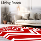 Bold Red White Jagged Lines Rug