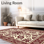 Crimson Floral Medallion Brocade Rug