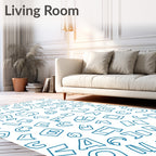 Random Blue Alphabet Scattered Cover Rug